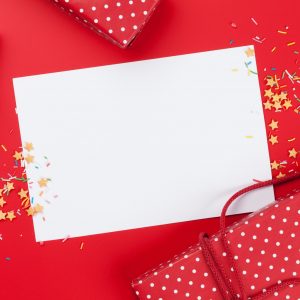 Christmas card and gift boxes